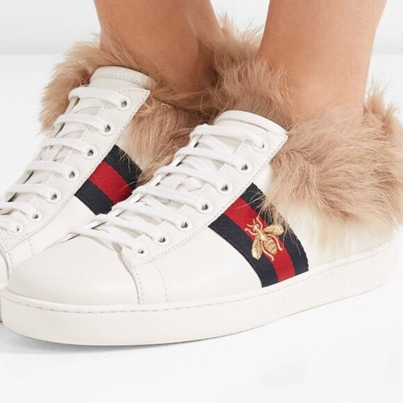 GUCCI ACE SNEAKER WITH FUR - Picture 1 of 1